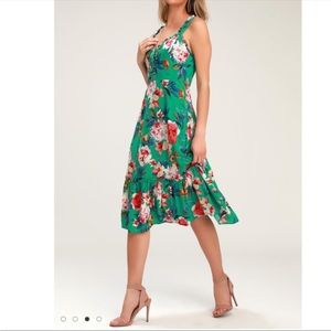 Lulu’s Kayley Green and Floral Dress